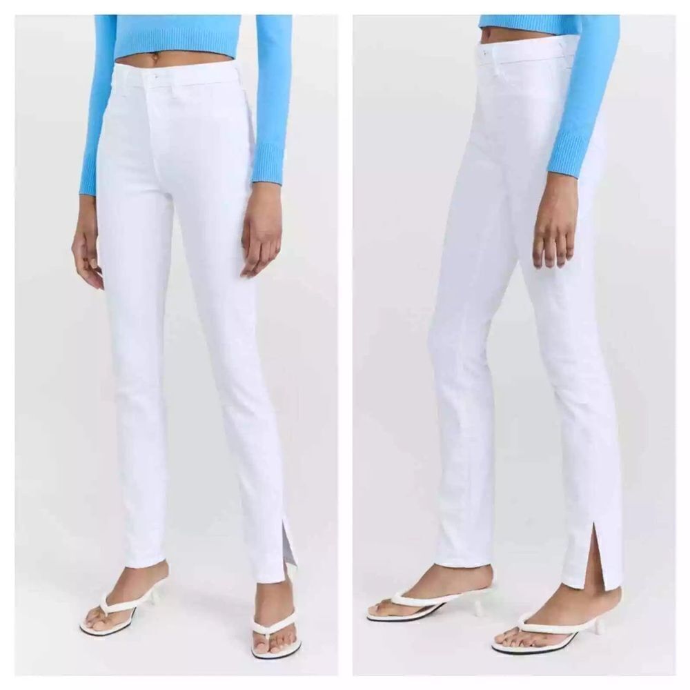 L'AGENCE Josie High Rise Skinny Jeans Split Hem White Blanc Size 30 NWT $255